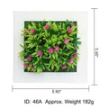 Artificial succulent wall frame 46A with pink flowers and green plants 15x15cm - Style 46A