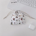 Cute white cartoon puppy drawstring pouch with bubble texture for small item storage - Cartoon Dog