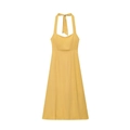 Elegante gele halter midi-jurk met A-lijn silhouet voor een stijlvolle zomerse vakantie - S / Zonnebloemgeel