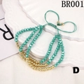 Detail of adjustable four-layer beaded bracelet with green resin and gold-tone beads - One Size / Green