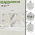 Christmas painted ball ornaments set with grid and bow designs in clear and white finish - Flat Drum Painted Ball