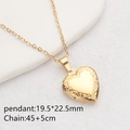 Golden heart-shaped locket necklace with floral engraving and 45+5cm fine chain - Gold Color Small Heart 02