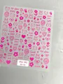 Pink nail art stickers with cute cartoon cats and bears in a holographic design - Aha-9205 Pink Designs