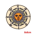 Runder Kompass-Sonne Stickpatch (8x8cm) zum Aufbügeln für DIY-Kleidung - Retro Kompass Sonne
