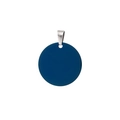 Minimalist round stainless steel dog tag pendant in smooth deep blue finish - 15mm / Blue