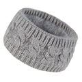 Detail showing the light grey cable knit texture and soft fleece lining of the winter headband - Light Gray