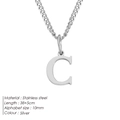Silver stainless steel letter C pendant necklace, 38+5cm length minimalist jewelry - Letter Style(C) (CDNP014) / Silver