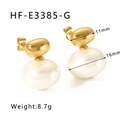 Détail de boucles d'oreilles dorées avec perles, montrant 11 mm et 16 mm de large - Or 18K / Or (HF-E3385-G)