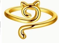 Anello gatto regolabile minimalista in finitura dorata con orecchie geometriche lisce - Gatto n. 1 Oro