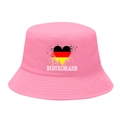 Unisex pink outdoor bucket hat featuring heart-shaped German flag and Deutschland - M / 9# Splatter Heart - Barbie Pink
