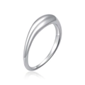 Close-up of minimalist silver stainless steel ring with polished curved surface - US 7 / No. 3 Dome Design / Steel