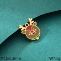Pendentif renne de Noël en émail marron et rouge, breloque acier inoxydable 15x13mm DIY - Style de cerf mignon marron 2 (KLJ10410-ZLA)