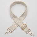 Adjustable wide replacement bag strap with beige and grey geometric diamond pattern - No. 693 Gold Hook