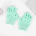 Exfoliating bath gloves in light green with textured scrub fabric for body cleansing - Single Loose Pack / 19g Green