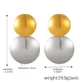 Boucles d'oreilles bicolores en acier inoxydable avec sphères dorées et argentées polies - Or et Argent