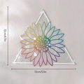 Rainbow sunflower suncatcher prism film detail with 12cm x 13cm size specifications - RPS090: Rainbow Gradient Sunflower