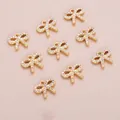 Bow tie pendants in 18K gold plated copper with white zircon stones 11mm by 8.5mm - Bow (11*8.5mm) / White