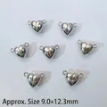 Polished silver heart magnetic clasp for DIY jewelry making, size 9x12.3mm - Heart Style / White Gold