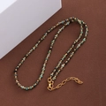 Vintage style beaded necklace with green natural stones and golden spacer beads - 3MM Diameter / African Pine Stone