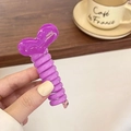 Purple heart hair tie with spiral design featuring FRANCE Handmade engraving - Bright Purple [Candy Heart]