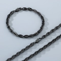 Conjunto de joyas de acero inoxidable negro con collar y pulsera de eslabones de café - Pulsera 21cm / Negro