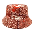 Dettaglio cappello alla pescatora boho con patchwork floreale e motivi geometrici - M (56-58cm) / Caffè Chiaro