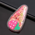 Pink strawberry hair clip for girls with colorful heart sequins in transparent drop shape - Strawberry Pink