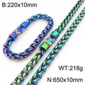 Parure de bijoux arc-en-ciel irisé avec collier et bracelet chaîne chunky de 10mm - Arc-en-ciel (10mm)