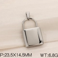Polished silver padlock pendant DIY jewelry accessory in size 23.5x14.5mm and 6.8g - Slim Large Lock Pendant (KP120414-Z)