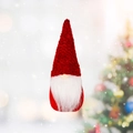 Christmas gnome ornament with red knit hat and white beard hanging on a holiday tree - Style C / Red
