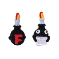 Handmade knitted black bomb doll with emotional support card and embroidered F letter - Bomb