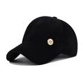 Berretto da baseball in velluto nero da donna con corona e logo H in metallo - Regolabile / Nero