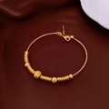 Macro shot of 18k gold plated vintage beaded bracelet on elegant velvet background - Gold - Frosted Flat & Round Beads