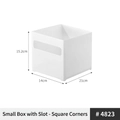 White stackable kitchen cabinet organizer box with handles and clip accessories - Long Hole Rectangular Box - Small (4823) / 15.2x14x21cm