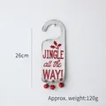 White wooden Christmas door sign with Jingle All the Way text and red bells - White Door Hanger Style