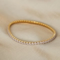 Pulsera tennis de acero de titanio dorado con piedras de circón rosa claro redondo - Oro / Circonita Blanca