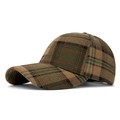 Casquette de baseball rétro en laine à carreaux marron et vert foncé pour l'automne - Réglable / Vert