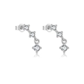 Elegant S925 sterling silver drop earrings featuring three clear sparkling zircons - Silver