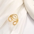 French vintage style gold braided stainless steel open ring on white silk background - 18K Gold Plated Woven Cross