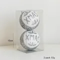Silver glitter Christmas balls with XMAS text, pack of 2 ornaments in 10cm display box - 10cm XMAS 2-Pack / Silver