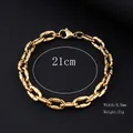 Bracelet gourmette pour homme en acier inoxydable plaqué or 18 carats avec fermoir homard - Bracelet ovale à pression d'huile doré de 8,5 mm