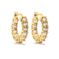Detailed close-up of 18K gold hoop earrings with micro-pave cubic zirconia settings - Style E Pair / Gold