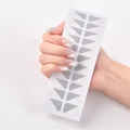 Silver glitter and white geometric French nail stickers model LS019 for manicures - Silver Glitter White Geometric Patchwork French Style (UNE-18)