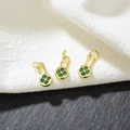 Pendenti rettangolari in rame dorato con fiori in zirconi verdi e micro-intarsi per gioielli - Zircone Verde - Placcato Oro