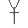 Collar minimalista con cruz negra mate y cadena gruesa de acero en estilo bizantino punk - Negro Con Cadena 60cm