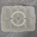 Translucent spice organizer box with 8 compartments and white round handle lid - Cream White - 8 Cells (PP Material)