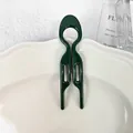 Minimalist U-shaped dark green hair fork in a white ceramic dish, length about 9cm - Large Fish Tail Hair Stick / Dark Green