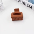 Caramel matte square hair claw clip with hollow rectangular design for women - 5cm / Dark Orange