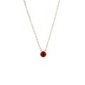 Rose gold titanium steel necklace with a round red zircon pendant on a white background - Gold - January (Red)