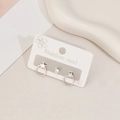 Minimalist silver stainless steel earring set with star shapes and cubic zirconia - Star Circle Style / Steel